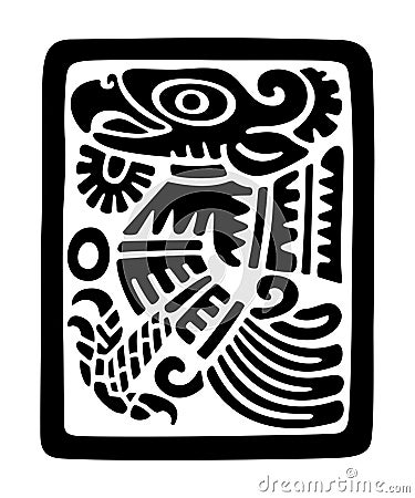 Cuauhtli, golden eagle symbol, and 15th day sign of the Aztec calendar Vector Illustration