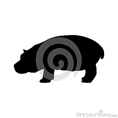 Cub hippo mammal black silhouette animal Vector Illustration