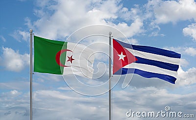 Cuba and Algeria flags, country relationship concept Stock Photo