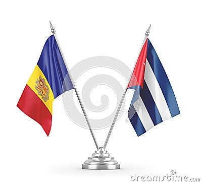 Cuba and Andorra table flags isolated on white 3D rendering Stock Photo