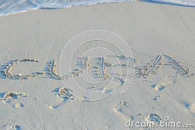 Cuba beach, letters on the sand Stock Photo