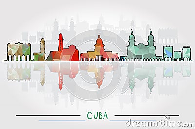 Cuba City Silhouette with city silhouette Design Stock Photo