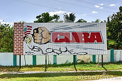 Cuba Embargo Sign - Cienfuegos, Cuba Editorial Stock Photo