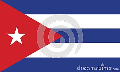 Vector illustration of the official flag of Cuba. The national flag of Cuba consists of five alternating stripes Vector Illustration