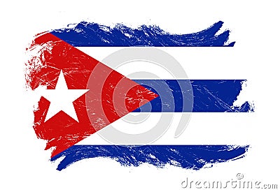 Cuba flag on distressed grunge white stroke brush background Stock Photo