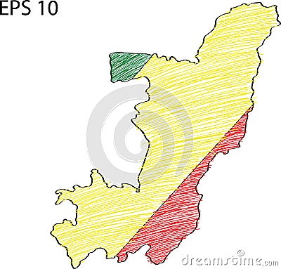 Cuba Flag Map Vector Sketch Up Vector Illustration