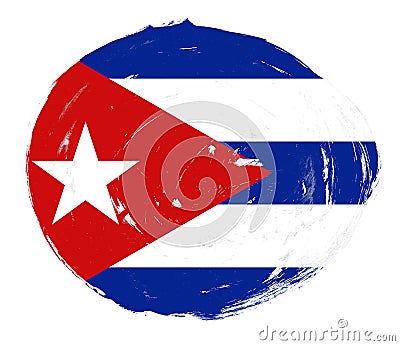 Cuba flag painted on a distressed white stroke brush background Stock Photo