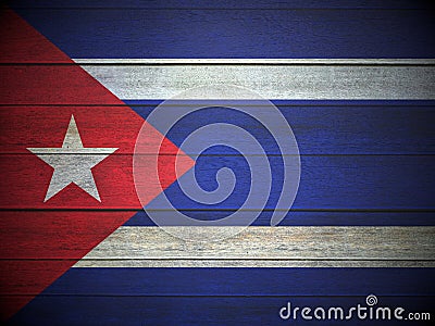 Cuba flag wooden planks Cartoon Illustration
