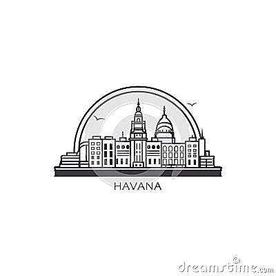 Cuba Havana cityscape vector logo Vector Illustration