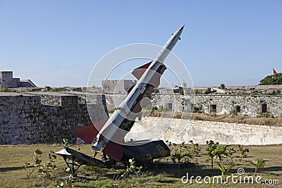 Cuba. Havana. Fortress Morro- Cabana. The exhibition of the Soviet weapon devoted to memory of the Caribbean Crisis Cuban missile Editorial Stock Photo