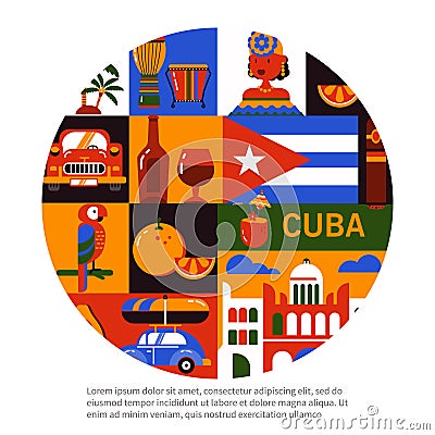 Cuba Havana travel concept Vector Illustration