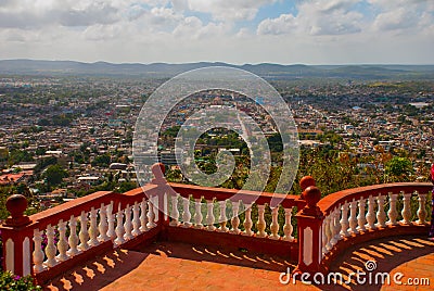 Cuba. Holguin: Landscape with views of the city Holguin from Hill of the Cross. Stock Photo