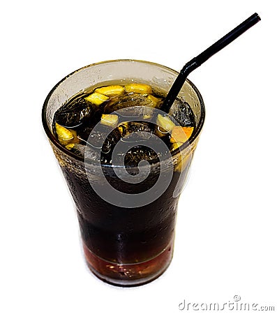 Cuba libre cocktail on white background Stock Photo