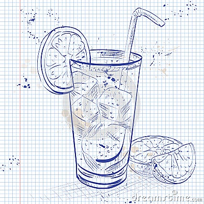 Cuba Libre on a notebook page Vector Illustration