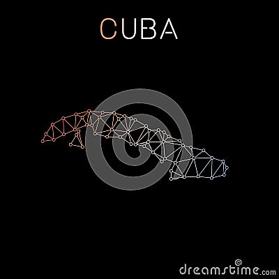 Cuba network map. Vector Illustration