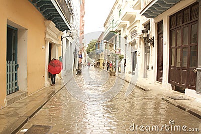 Cuba Old Havana wet street Editorial Stock Photo