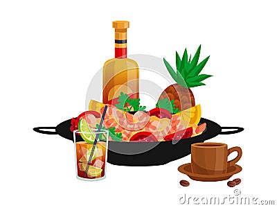 Cuba Travel Cuisine Composition Vector Illustration