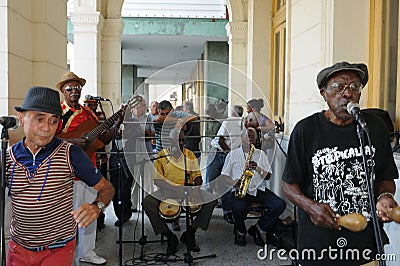 Cuban band playing Son and Salsa in Santa Clara City Editorial Stock Photo