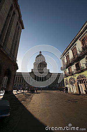 The Cuban Capitol in Havana Front View Editorial Stock Photo