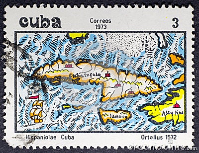 Cuban cartography on 1572 Editorial Stock Photo