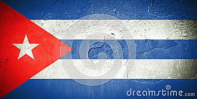 Cuban flag on cracked wall Stock Photo