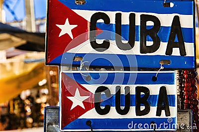 Cuban flag on metal plate Stock Photo