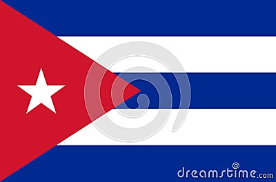 Cuban national flag in accurate colors, official flag of cuba in exact colors Vector Illustration