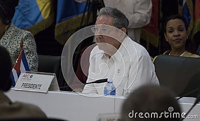 Cuban President Raul Castro at the Opening of the 22nd Meeting of the Association of Caribbean States Ministerial Council Editorial Stock Photo