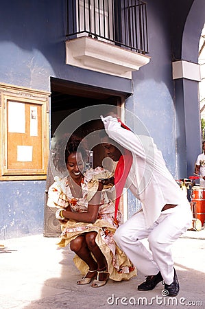 Cuban dancer moves to frenetic Cuban rumba rhythm Editorial Stock Photo