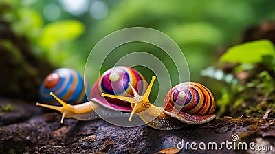 World most beautiful land snails from Cuba generated by AI tool. Stock Photo