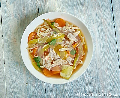 Cuban Style Chicken Noodle Soup Stock Photo