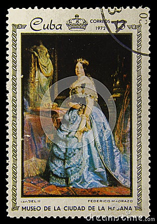 Picture postage stamp -Isabel II - Federico Maorazo Editorial Stock Photo