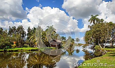 Cuban village on the river Stock Photo