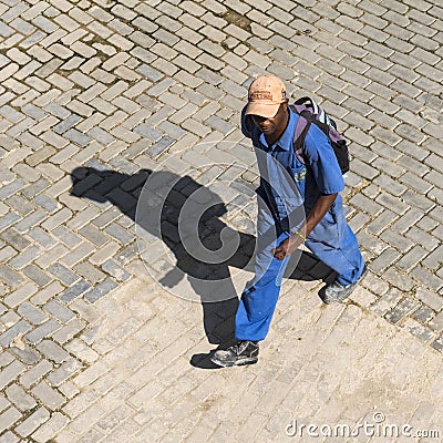 Cuban worker on his way to work Editorial Stock Photo