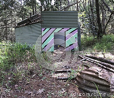 Children's Cubby-house in the Woods Stock Photo