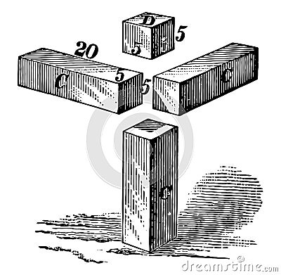 Cube with Additions 2 vintage illustration Vector Illustration