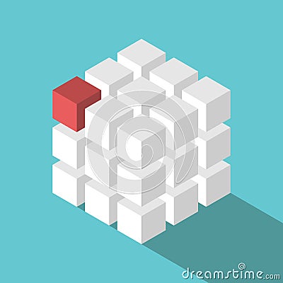Cube assembled of blocks Vector Illustration
