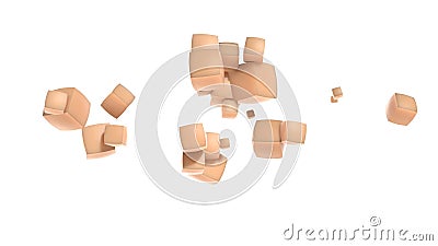 Cube is assembled and disassembled intro 3d Stock Photo