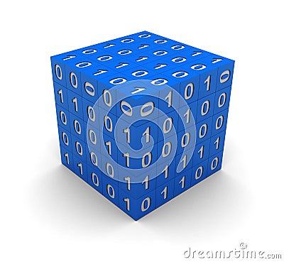 Cube with binary code Stock Photo