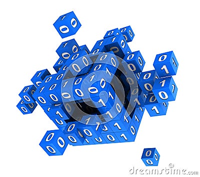 Cube with binary code Stock Photo