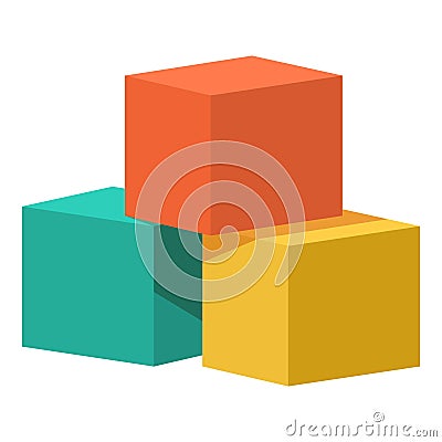 Cube blocks icon cartoon vector. Children building Vector Illustration
