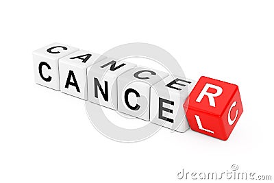 Cube Blocks with the Transition from Cancel to Cancer Word. 3d Rendering Stock Photo