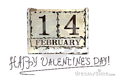 Cube calendar for 14 february on isolated background with sign Happy Valentine`s Day, 14 february concep Stock Photo