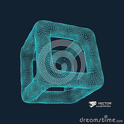 Cube. Connection structure. 3d grid design. Technology style. Vector Illustration