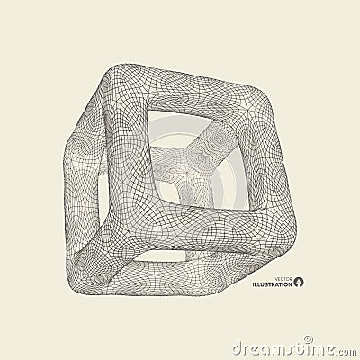 Cube. Connection structure. 3d grid design. Technology style. Vector Illustration