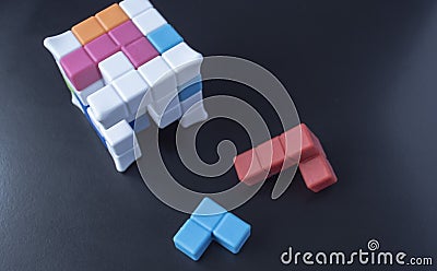 Cube constructor, multi-colored for brain development Editorial Stock Photo