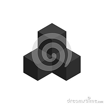 Cube. 3d cube icon. 3 cubes. 3d block. Isometric stack boxes. Icon for building, delivery and logo. Symbol of package isolated on Stock Photo