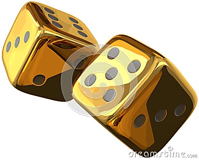 Cube dices golden 3d rendering isolated Stock Photo