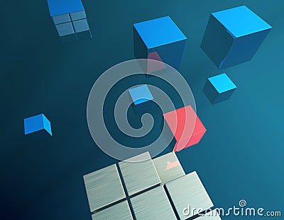 Cube digital technology and programming, data transmission and storage, intelligent programs Stock Photo