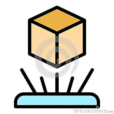 Cube hologram projection icon vector flat Vector Illustration